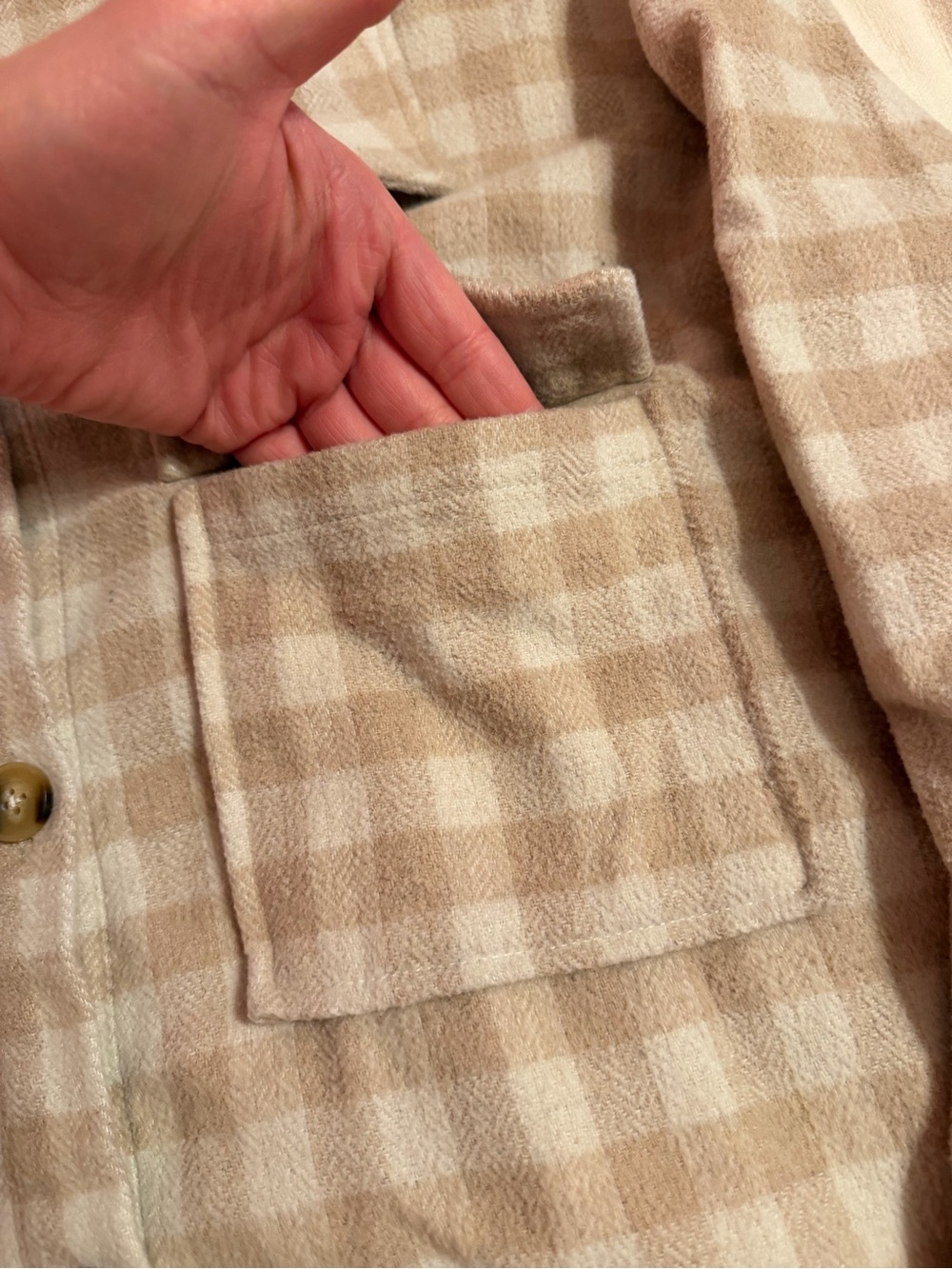 moodie Beige and Cream Check Flannel Shirt - Picture 3 of 7